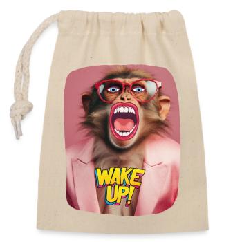 Wake up call - Closable cotton gift bag (14x20cm) - nature - Front
