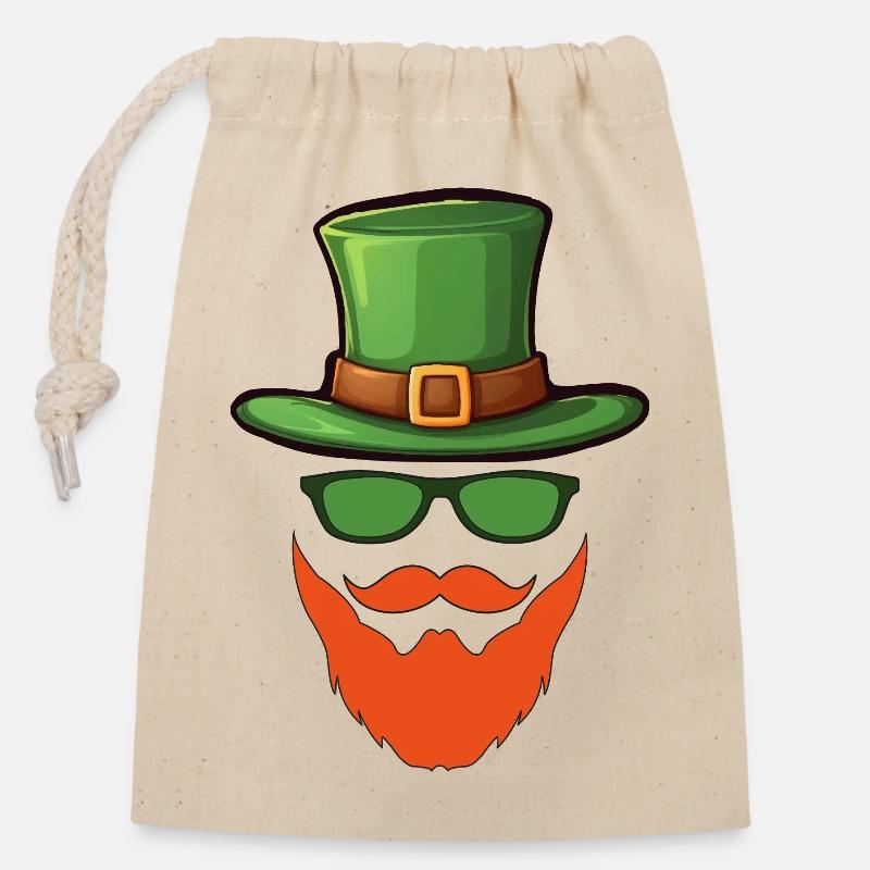 Saint patrick's day - Closable cotton gift bag (14x20cm) - nature