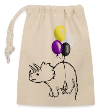 Pridosaur Dinosaur Nonbinary - Closable cotton gift bag (14x20cm) - nature - Front