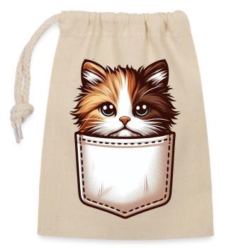 Pocket Whiskers : la gentillesse des chats partout ! - Sac cadeau en coton avec cordon (14 x 20 cm) - nature - Devant