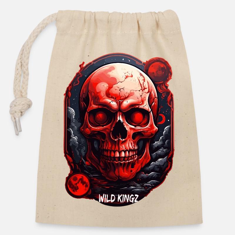 Skull - Closable cotton gift bag (14x20cm) - nature