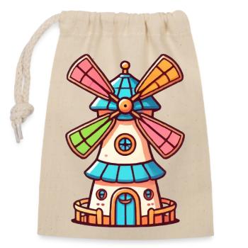 windmühle - Verschließbarer Geschenkbeutel aus Baumwolle (14x20cm) - Natur - Vorne