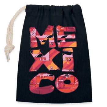 Mexico Brick Pattern Letters - Closable cotton gift bag (14x20cm) - navy - Front