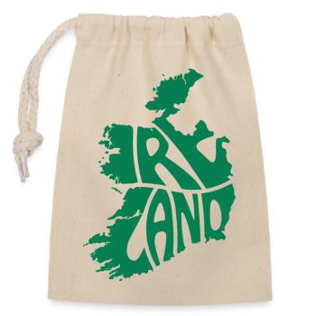 Ireland Map Graphic - Closable cotton gift bag (14x20cm) - nature - Front