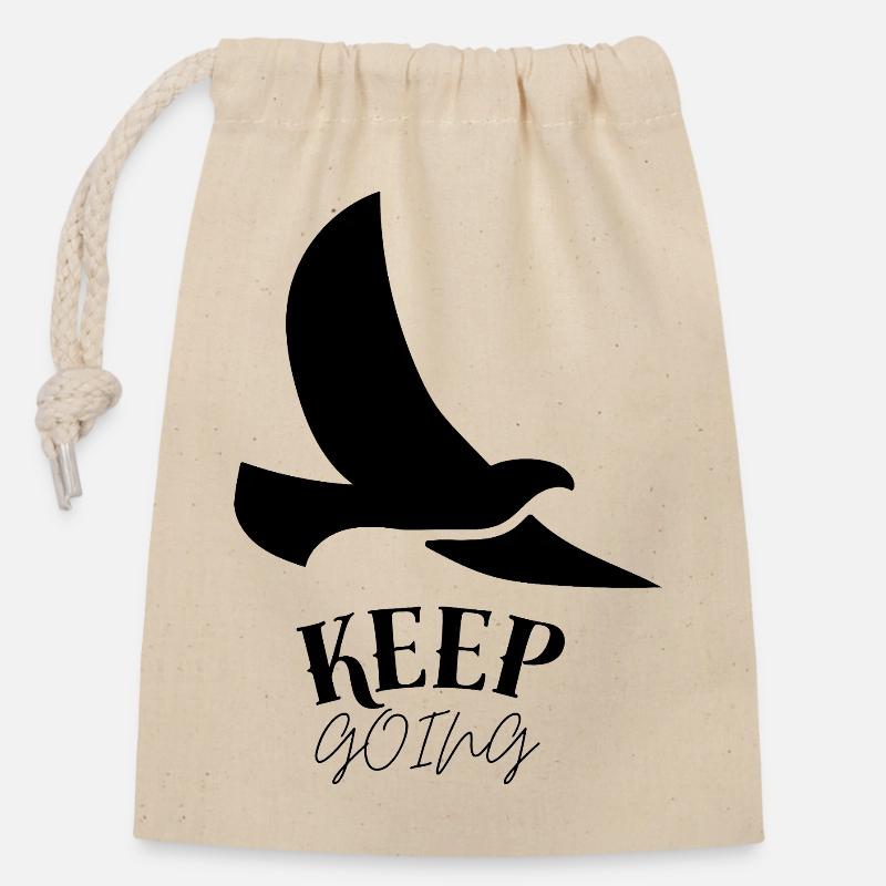 Keep_going - Closable cotton gift bag (14x20cm) - nature