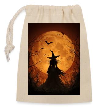 Witch under the Harvest Moon - Closable cotton gift bag (14x20cm) - nature - Front