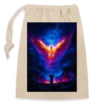 Ascension du Phénix sur l’Abîme ardent - Sac cadeau en coton avec cordon (14 x 20 cm) - nature - Devant