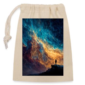 Kosmischer Kantenwanderer - Verschließbarer Geschenkbeutel aus Baumwolle (14x20cm) - Natur - Vorne