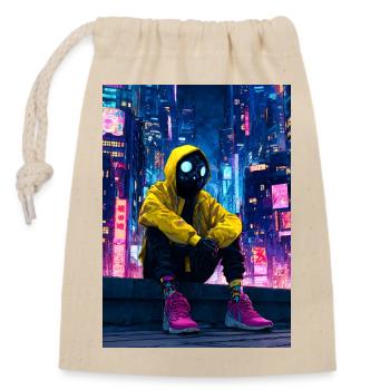 Neon City Cavalier Masqué - Sac cadeau en coton avec cordon (14 x 20 cm) - nature - Devant