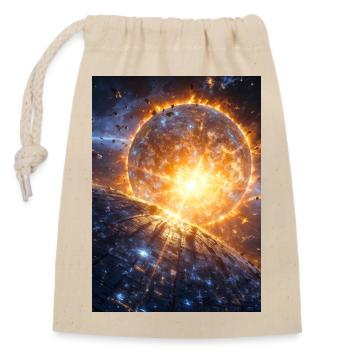 Solar Cataclysm Over Neon Dreadnought - Closable cotton gift bag (14x20cm) - nature - Front