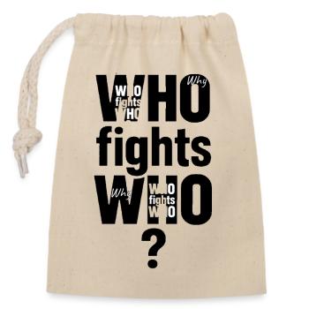 Puzzle typographique Pourquoi pas - Sac cadeau en coton avec cordon (14 x 20 cm) - nature - Devant
