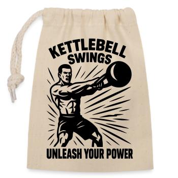 kettlebell workout - Verschließbarer Geschenkbeutel aus Baumwolle (14x20cm) - Natur - Vorne