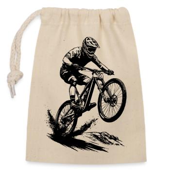 Cyclisme en VTT énergique - Sac cadeau en coton avec cordon (14 x 20 cm) - nature - Devant