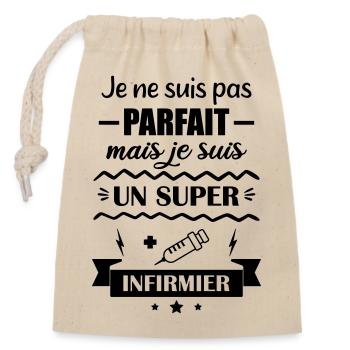 Super Infirmier Hôpital Soins - Sac cadeau en coton avec cordon (14 x 20 cm) - nature - Devant