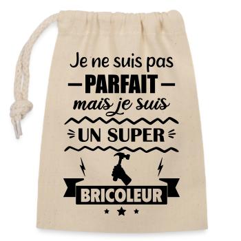 Not perfect but super handyman - Closable cotton gift bag (14x20cm) - nature - Front