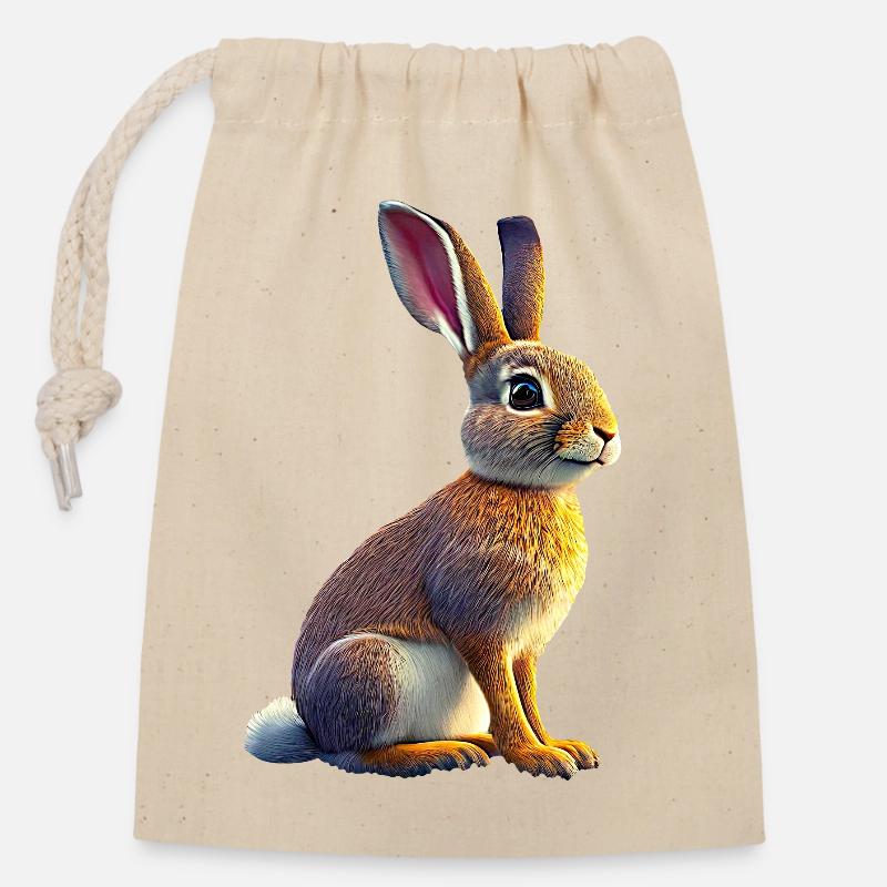 Hare-Hare - Closable cotton gift bag (14x20cm) - nature