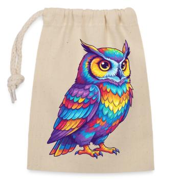Colorful Owl Rainbow Pop Art Watercolor - Closable cotton gift bag (14x20cm) - nature - Front