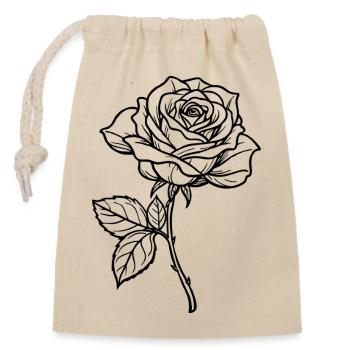 Fleur de rose - Sac cadeau en coton avec cordon (14 x 20 cm) - nature - Devant