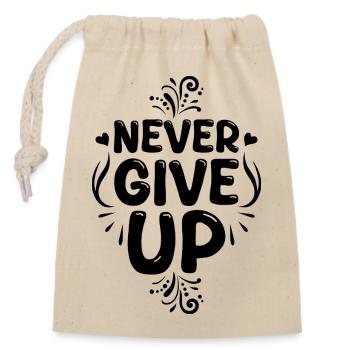 Never_give_up - Verschließbarer Geschenkbeutel aus Baumwolle (14x20cm) - Natur - Vorne