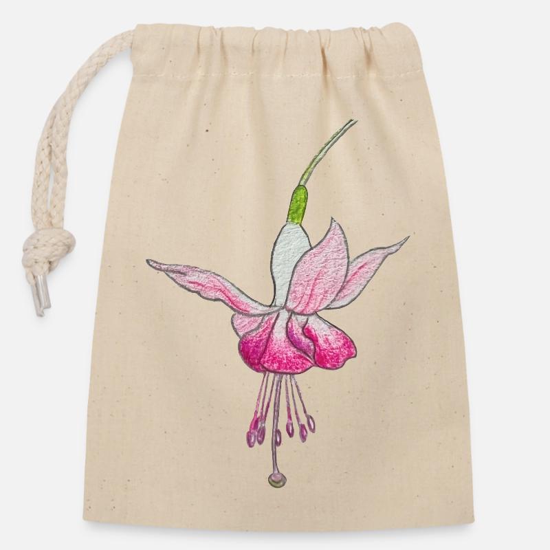 Fuchsia flower - Closable cotton gift bag (14x20cm) - nature