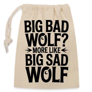 Großer trauriger Wolf - Typo - Verschließbarer Geschenkbeutel aus Baumwolle (14x20cm) - Natur - Vorne