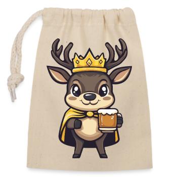 Deer Beer King - Closable cotton gift bag (14x20cm) - nature - Front