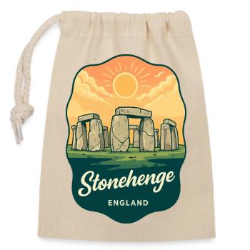 Stonehenge England Vintage Sunset Reiseabzeichen - Verschließbarer Geschenkbeutel aus Baumwolle (14x20cm) - Natur - Vorne