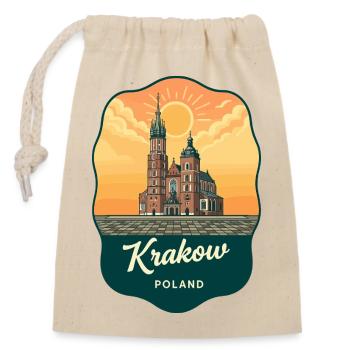 Krakow St Marys Basilica Retro Badge - Closable cotton gift bag (14x20cm) - nature - Front