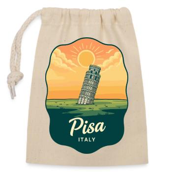Pisa Schiefer Turm Vintage Sunset Abzeichen - Verschließbarer Geschenkbeutel aus Baumwolle (14x20cm) - Natur - Vorne