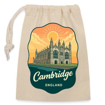 Cambridge Kings College Retro Badge - Closable cotton gift bag (14x20cm) - nature - Front