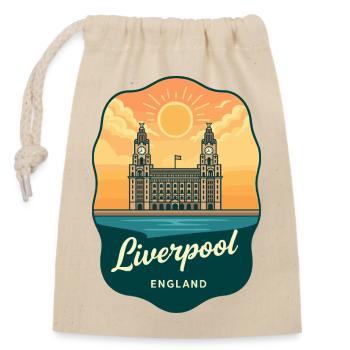 Liverpool Liver Building Retro Badge - Closable cotton gift bag (14x20cm) - nature - Front
