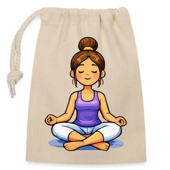 Femme méditant en tailleur - Sac cadeau en coton avec cordon (14 x 20 cm) - nature - Devant