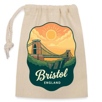 Bristol Clifton Bridge Vintage Sunset Abzeichen - Verschließbarer Geschenkbeutel aus Baumwolle (14x20cm) - Natur - Vorne