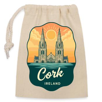 Cork Ireland Retro Sonnenuntergangs-Reiseabzeichen - Verschließbarer Geschenkbeutel aus Baumwolle (14x20cm) - Natur - Vorne