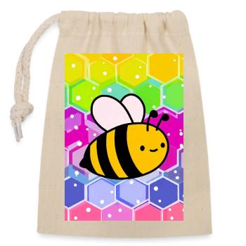 abeille - Sac cadeau en coton avec cordon (14 x 20 cm) - nature - Devant