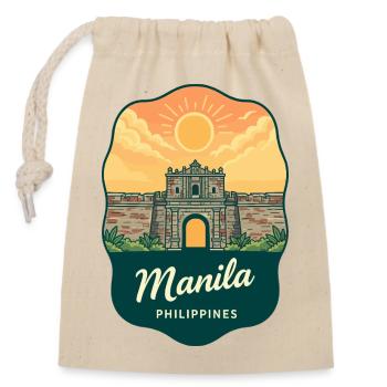 Manila Intramuros Retro Sunset Travel Badge - Closable cotton gift bag (14x20cm) - nature - Front