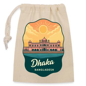 Dhaka Pink Palac Vintage Sunset Reiseabzeichen - Verschließbarer Geschenkbeutel aus Baumwolle (14x20cm) - Natur - Vorne
