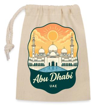 Insigne rétro du coucher de soleil de la Grande Mosquée d’Abu Dhabi - Sac cadeau en coton avec cordon (14 x 20 cm) - nature - Devant