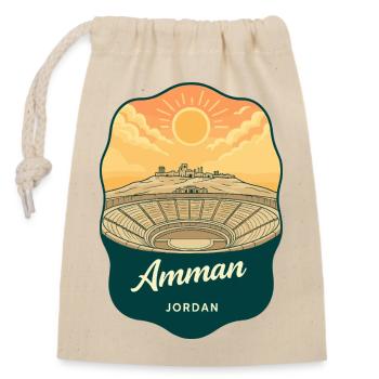 Insigne rétro du coucher de soleil du Théâtre Romain Jordan d’Amman - Sac cadeau en coton avec cordon (14 x 20 cm) - nature - Devant