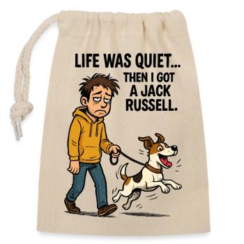 La vie était calme - Drôle de Jack Russell Comic - Sac cadeau en coton avec cordon (14 x 20 cm) - nature - Devant