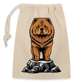 Dog Chow Chow Portrait Lion Mane - Closable cotton gift bag (14x20cm) - nature - Front