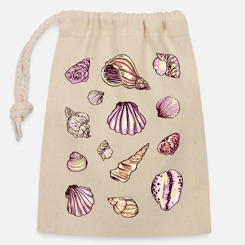 MUSSELS - Closable cotton gift bag (14x20cm) - nature
