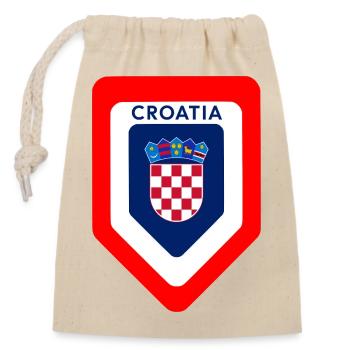 Kroatisches Wappen Emblem - Verschließbarer Geschenkbeutel aus Baumwolle (14x20cm) - Natur - Vorne