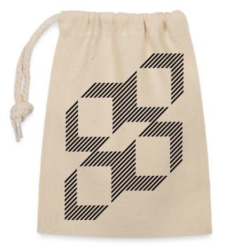 Conception des carrés à partir de lignes - Sac cadeau en coton avec cordon (14 x 20 cm) - nature - Devant
