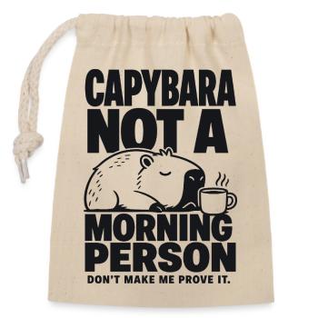 Citation drôle de Capybara Morning Person - Sac cadeau en coton avec cordon (14 x 20 cm) - nature - Devant