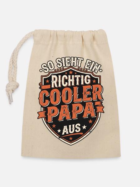 Cooler Papa - Verschließbarer Geschenkbeutel aus Baumwolle (14x20cm) - Natur