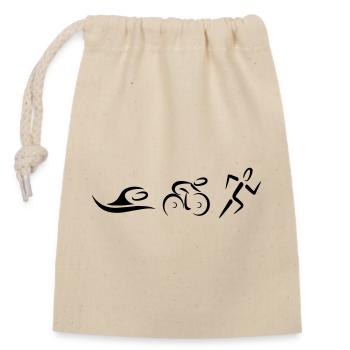 Triathlon - Verschließbarer Geschenkbeutel aus Baumwolle (14x20cm) - Natur - Vorne