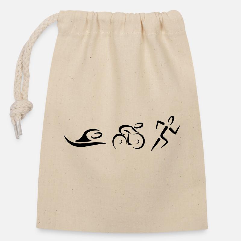 Triathlon - Sac cadeau en coton avec cordon (14 x 20 cm) - nature