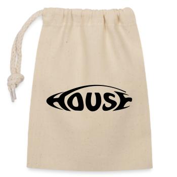 House - Closable cotton gift bag (14x20cm) - nature - Front