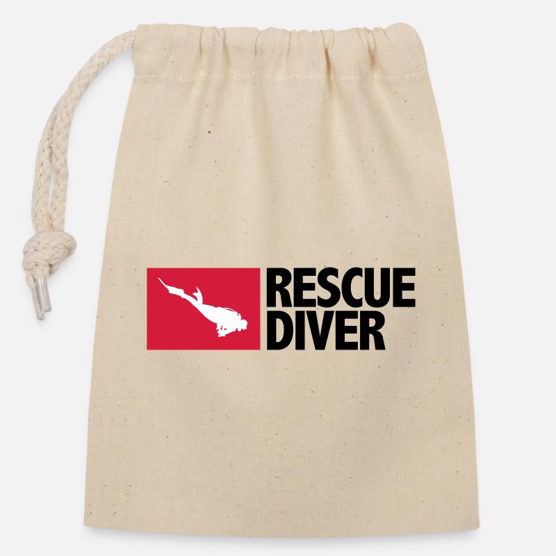 Rescue Diver - Verschließbarer Geschenkbeutel aus Baumwolle (14x20cm) - Natur